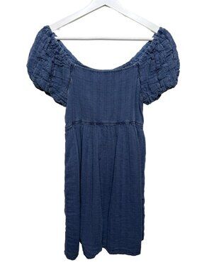 American Eagle Blue Chambray Puff Sleeve Square Neck Dress XS